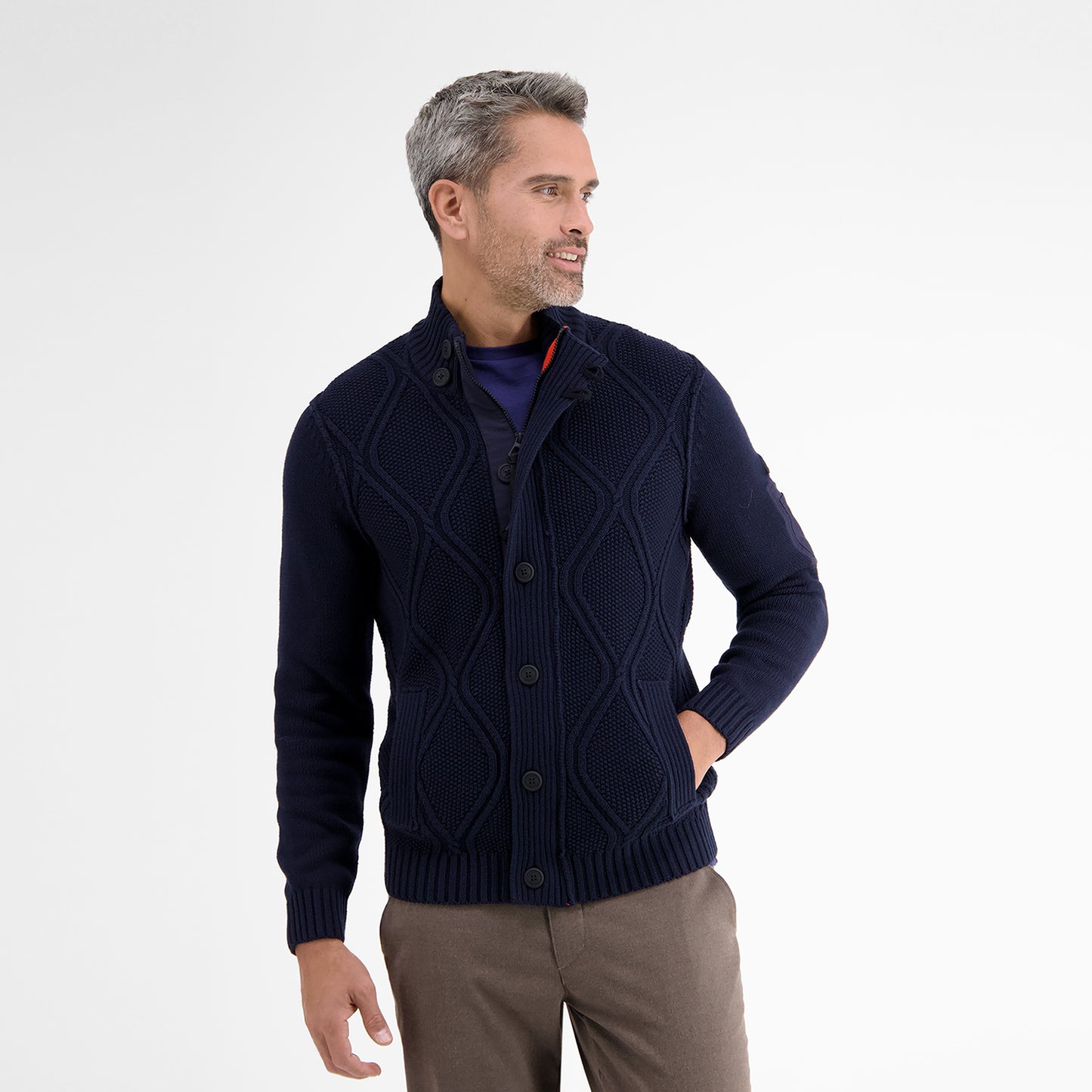 Lerros Grof gebreid vest met kabelpatroon