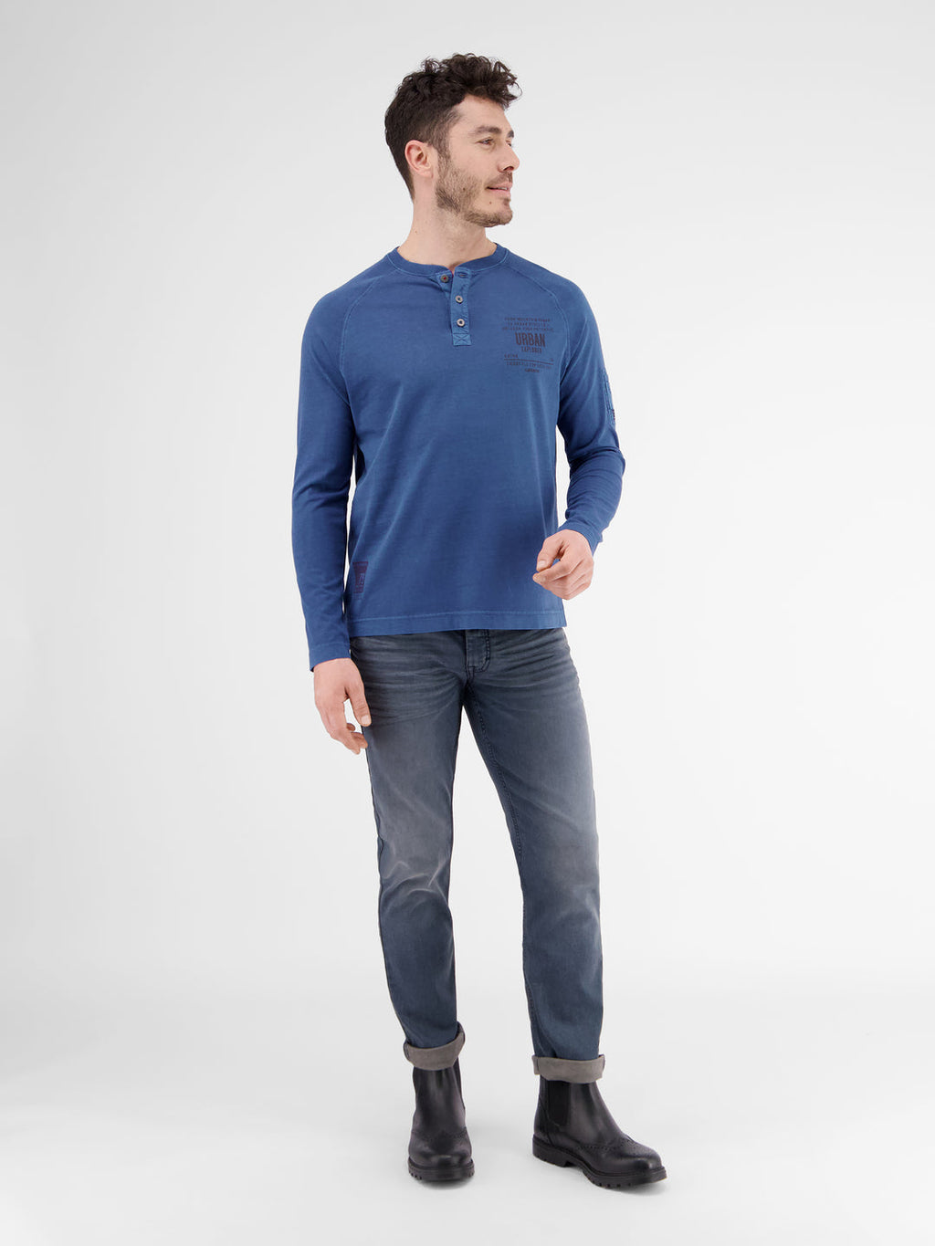 Lerros  Shirt met serafino kraag