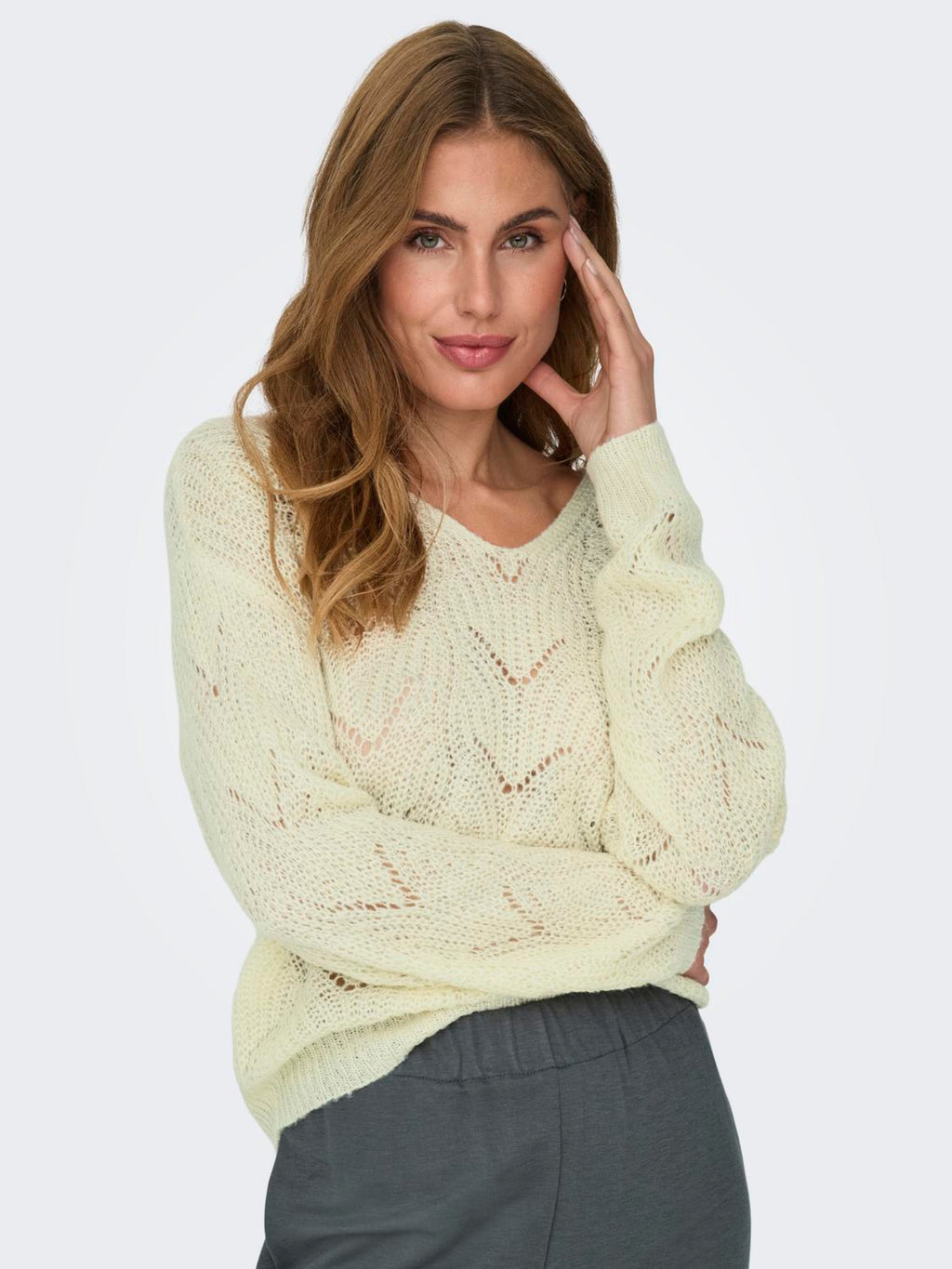 JDYBADUT L/S V-NECK STRUC GLITT PULL