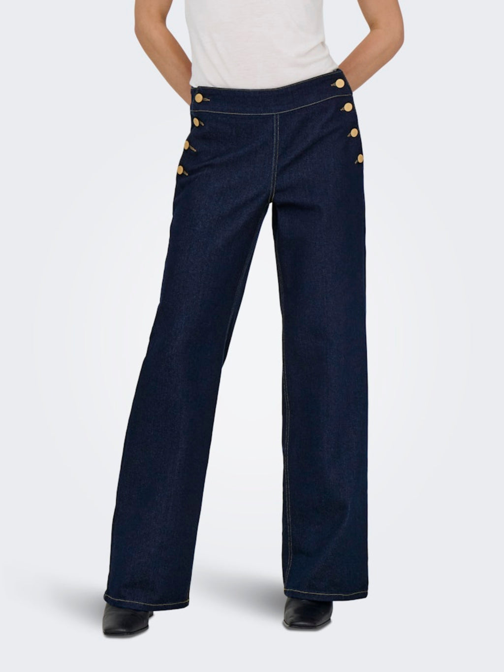 JDYLIZZIE MIDWAIST BUTTON WIDE JEANS