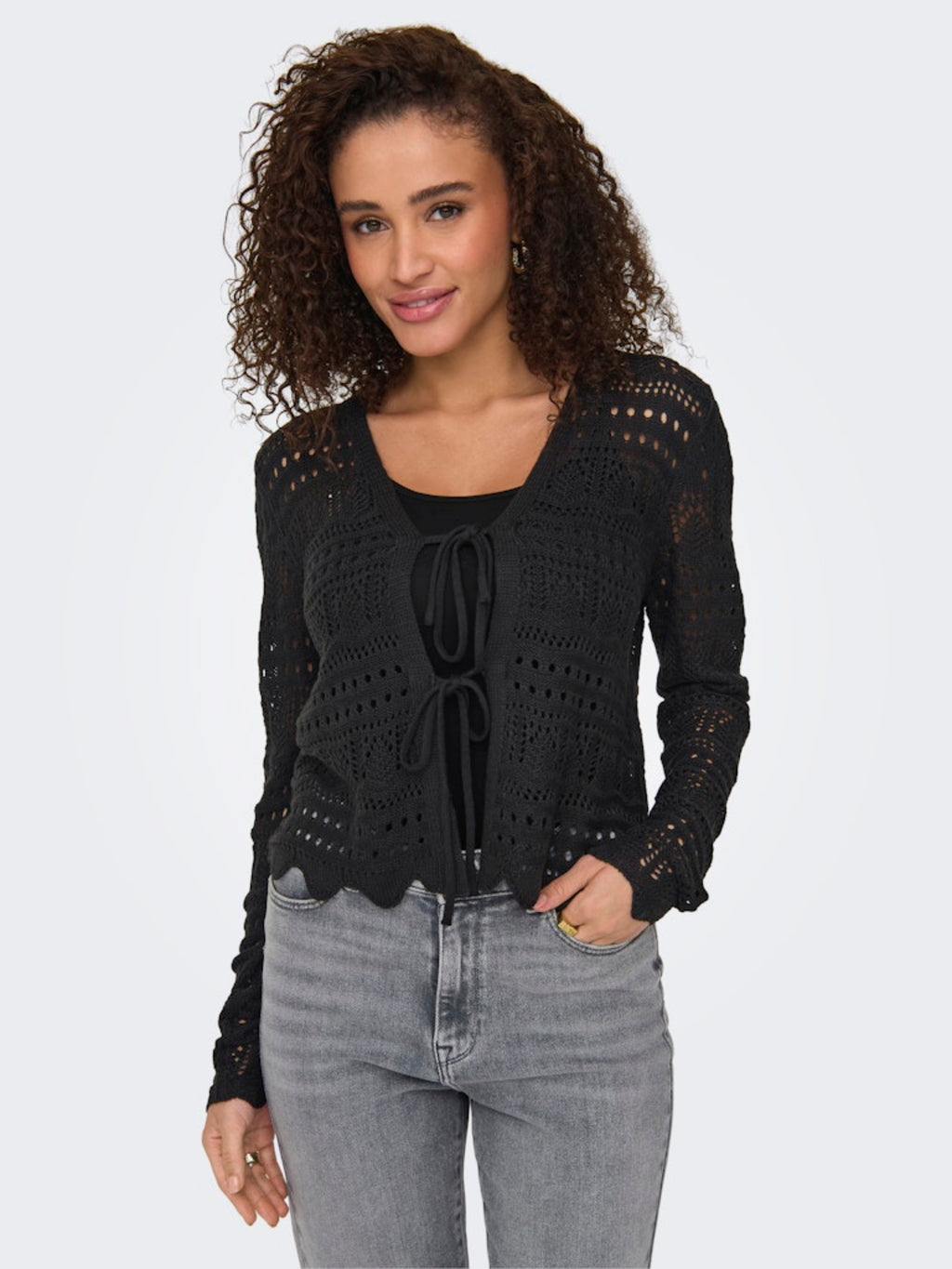 JDYSUN LAY L/S V-NECK TIE CARDIGAN