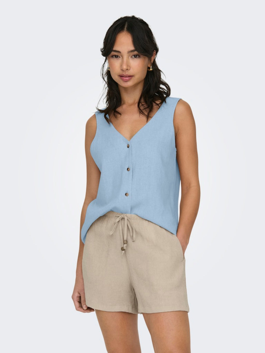 JDYSAY S/L LINEN V-NECK TOP
