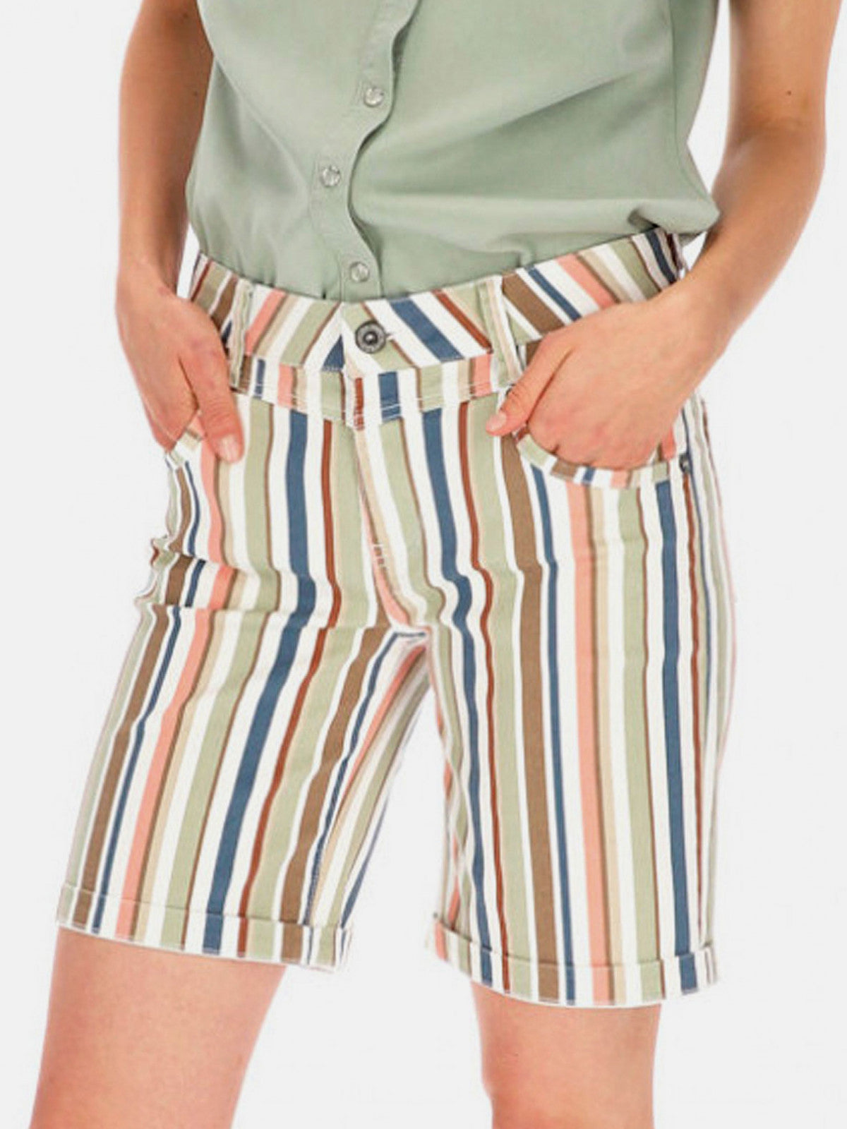 Red Button Relax Short Stripe