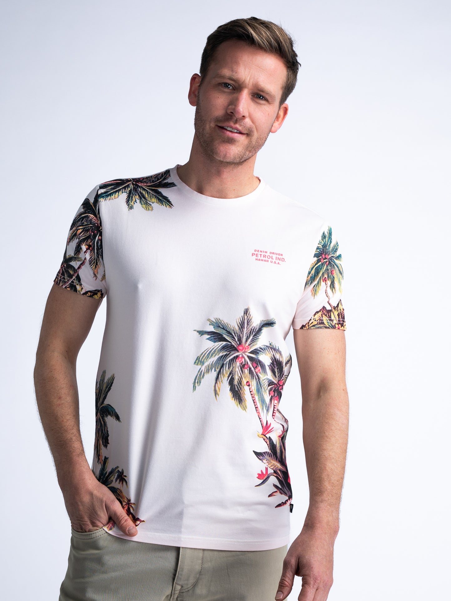 Men T-Shirt met botanische print