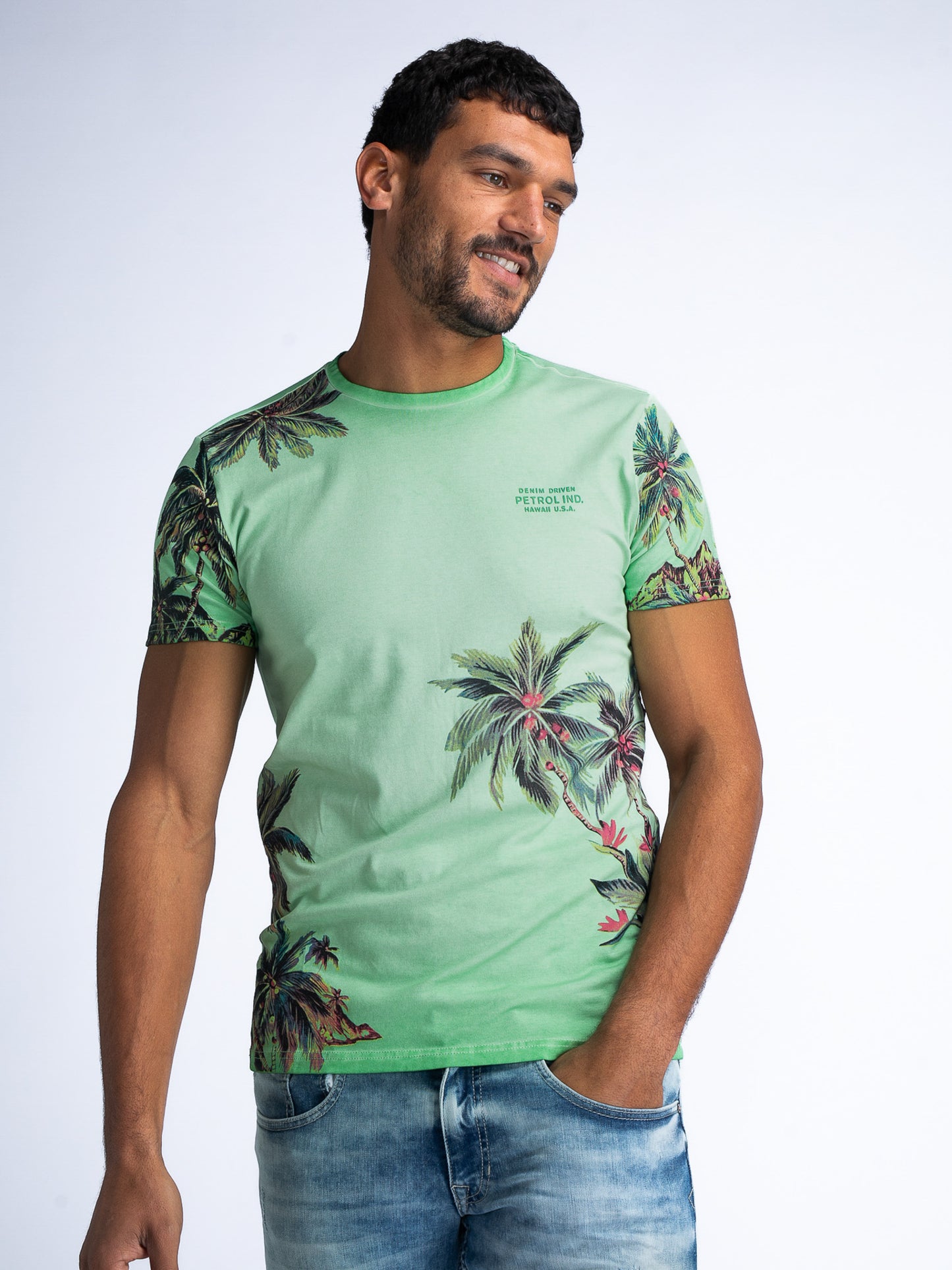 Men T-Shirt met botanische print