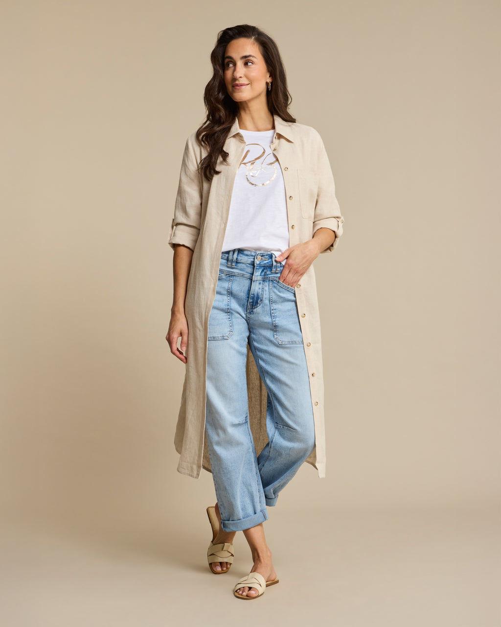 Shirtdress Linen/Visco Melange pebble