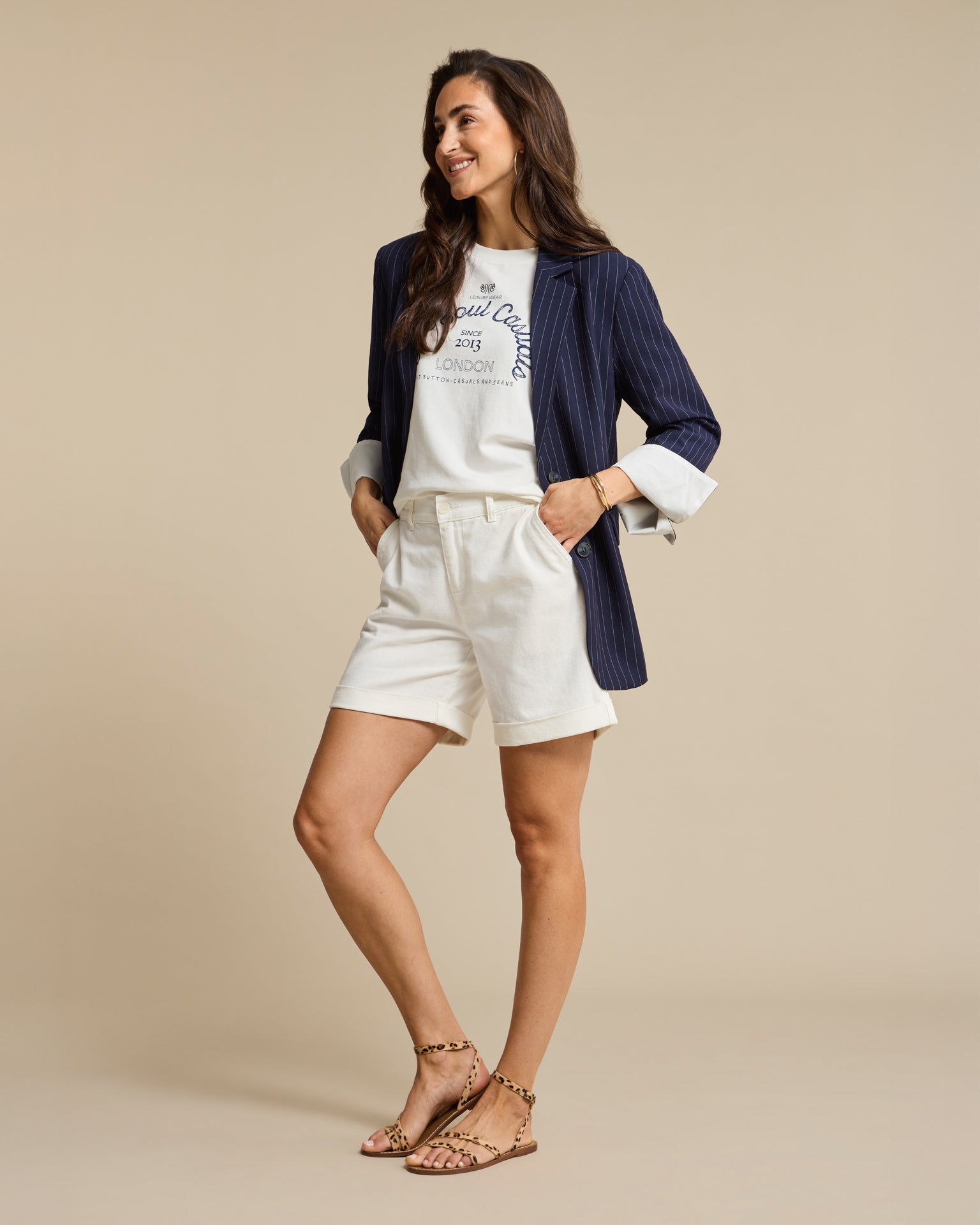 Blazer Palazzo Pinstripe Dark Blue