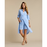 Shirtdress Linen/Visco Pinstripe Light Blue