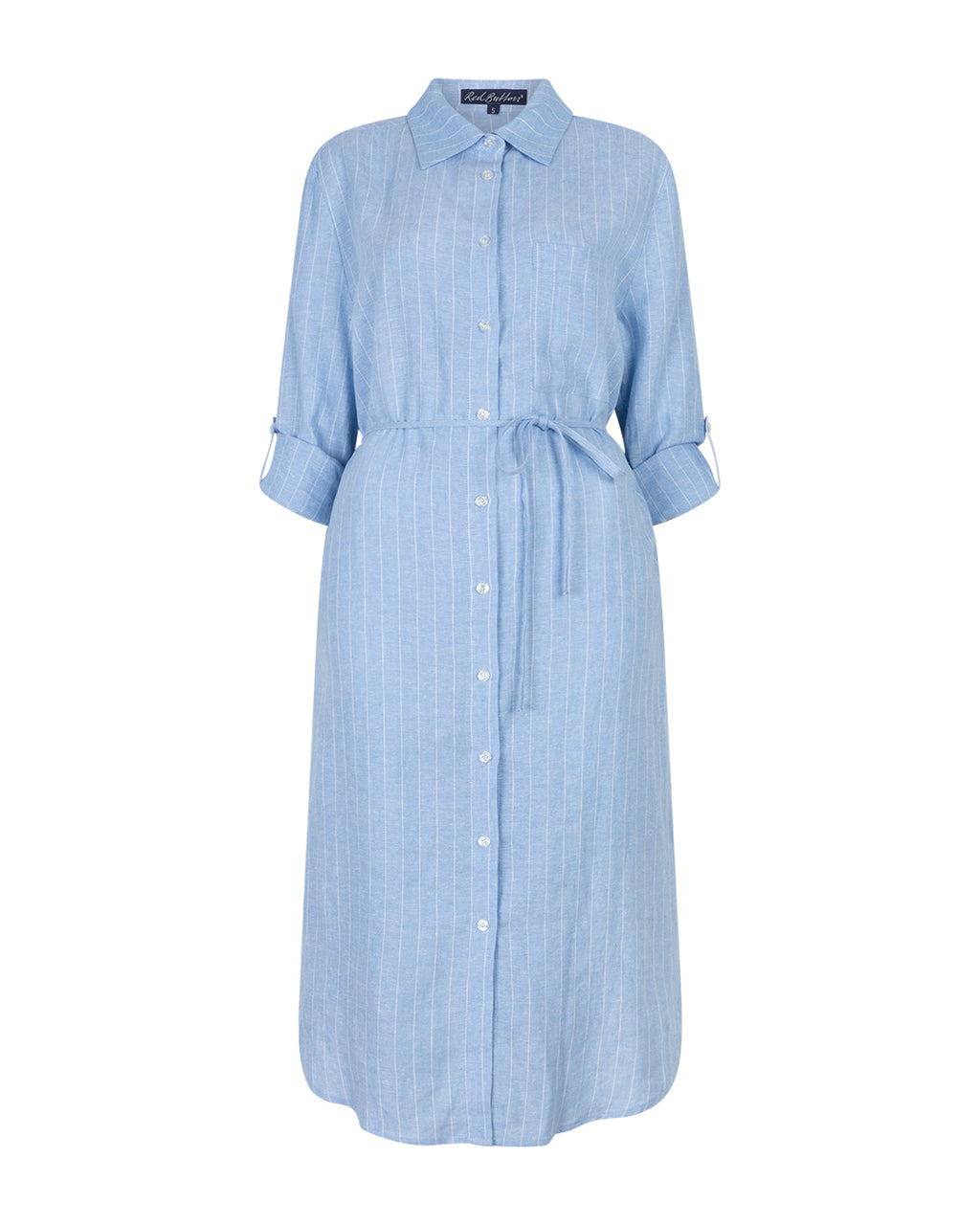 Shirtdress Linen/Visco Pinstripe Light Blue