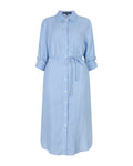 Shirtdress Linen/Visco Pinstripe Light Blue