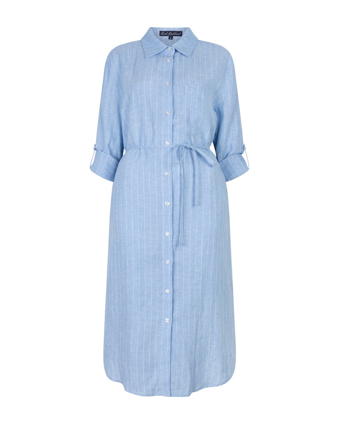 Shirtdress Linen/Visco Pinstripe Light Blue