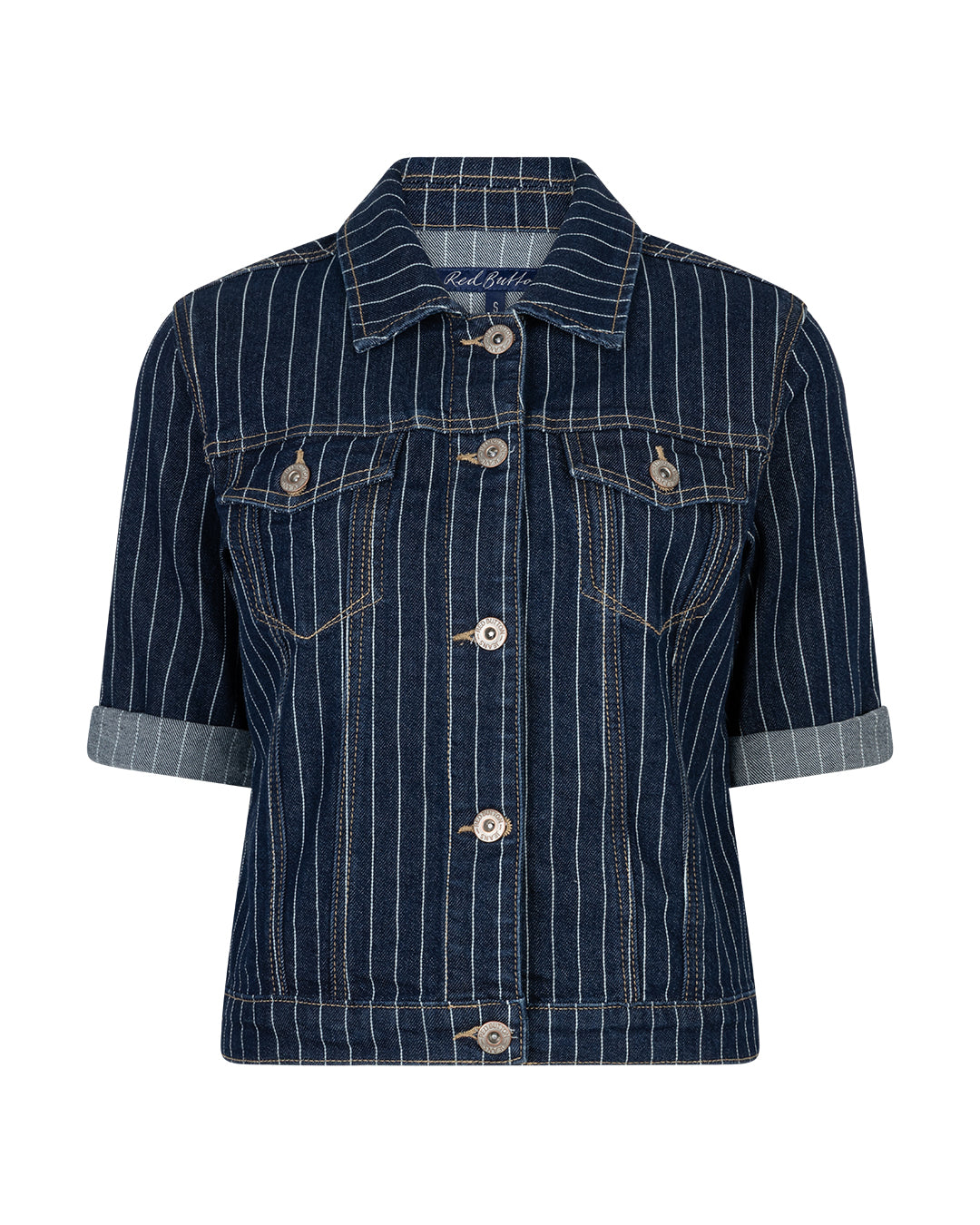 Jackie Short Sleeve Denim Pinstripe rinse