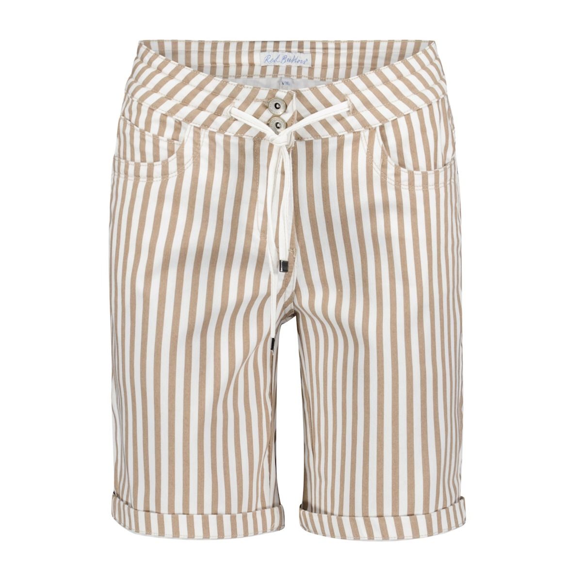 Red Button Relax short hazelnut stripe