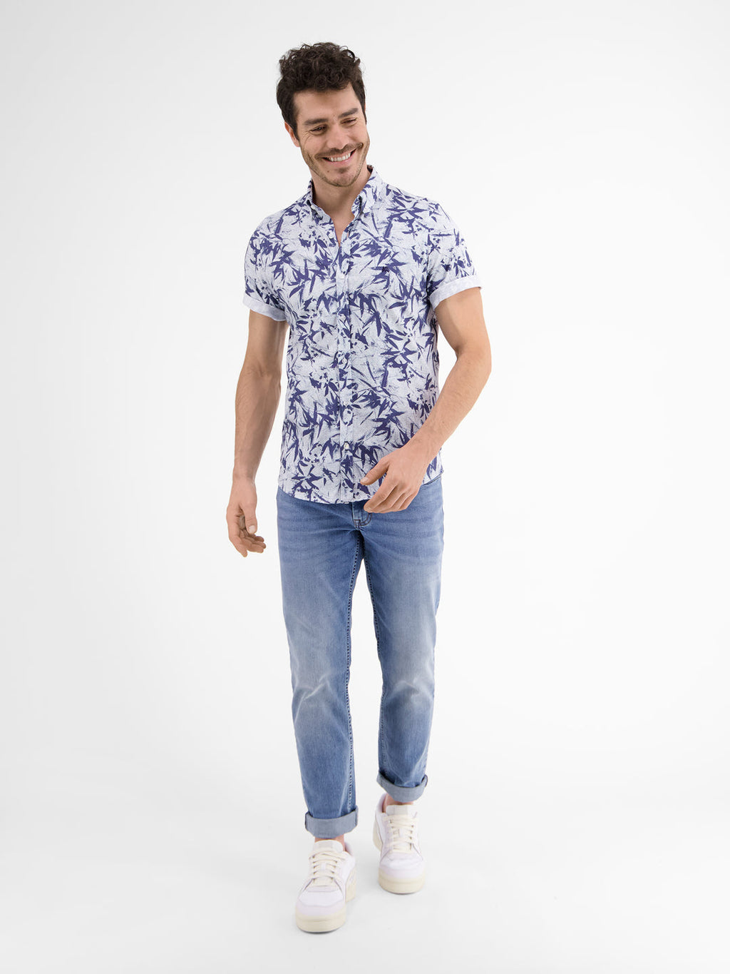 Lerros Shirt met korte mouwen en bloemen