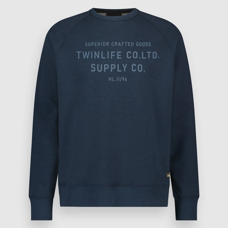 Twinlife Men Sweat Crew Raglan Print